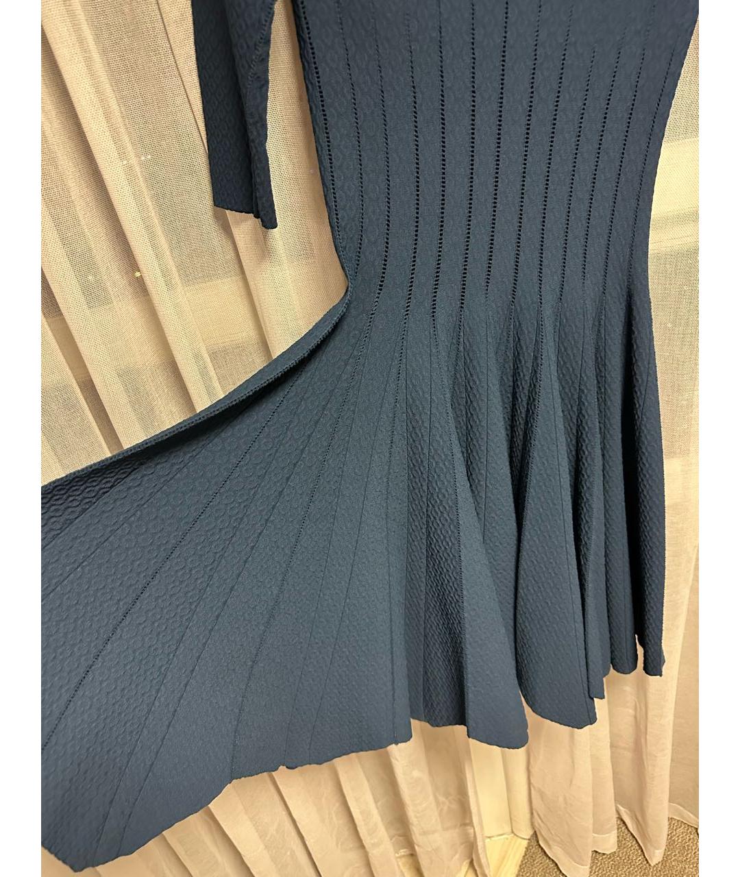 ALAIA Синее хлопко-эластановое повседневное платье, фото 5