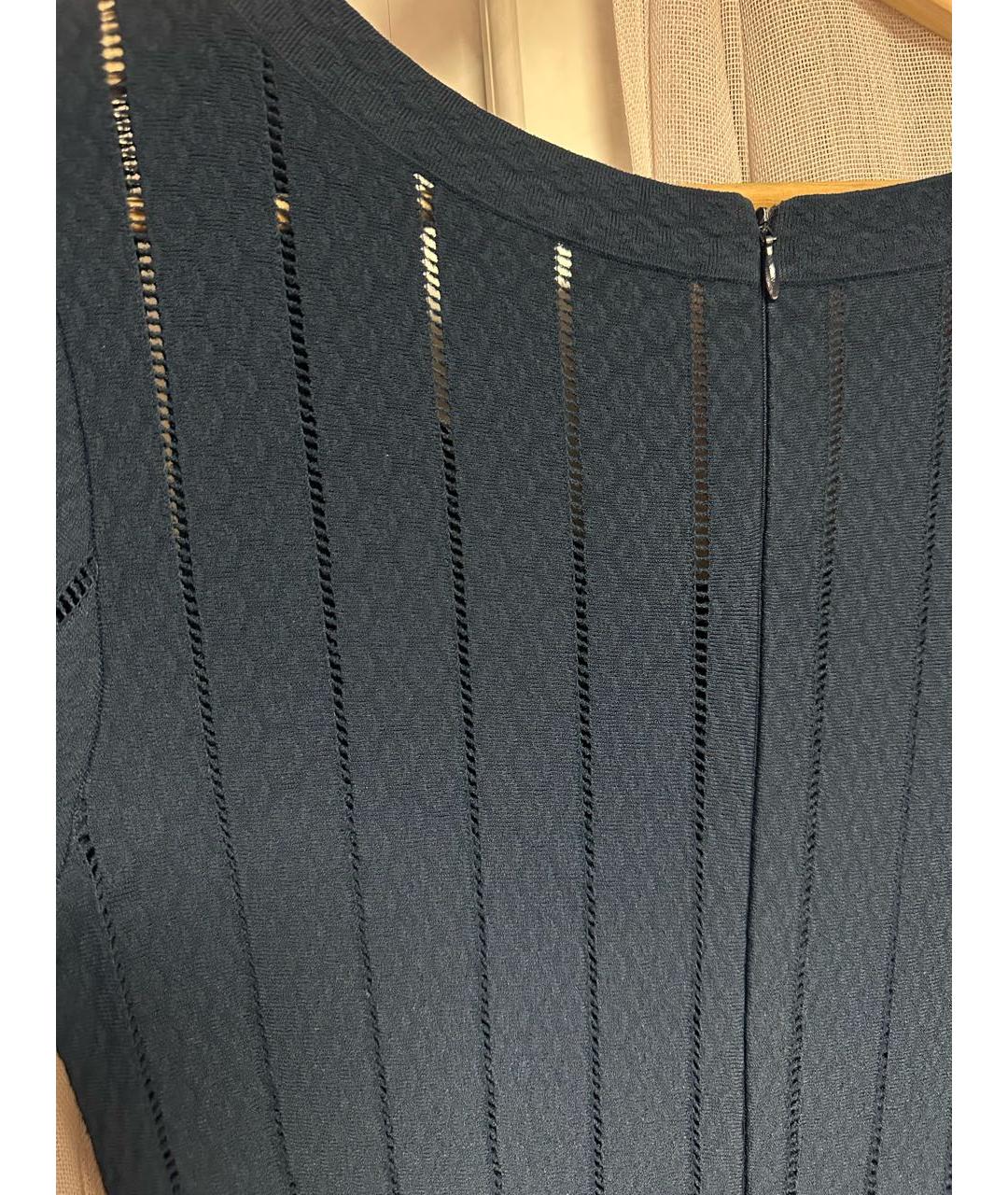 ALAIA Синее хлопко-эластановое повседневное платье, фото 4