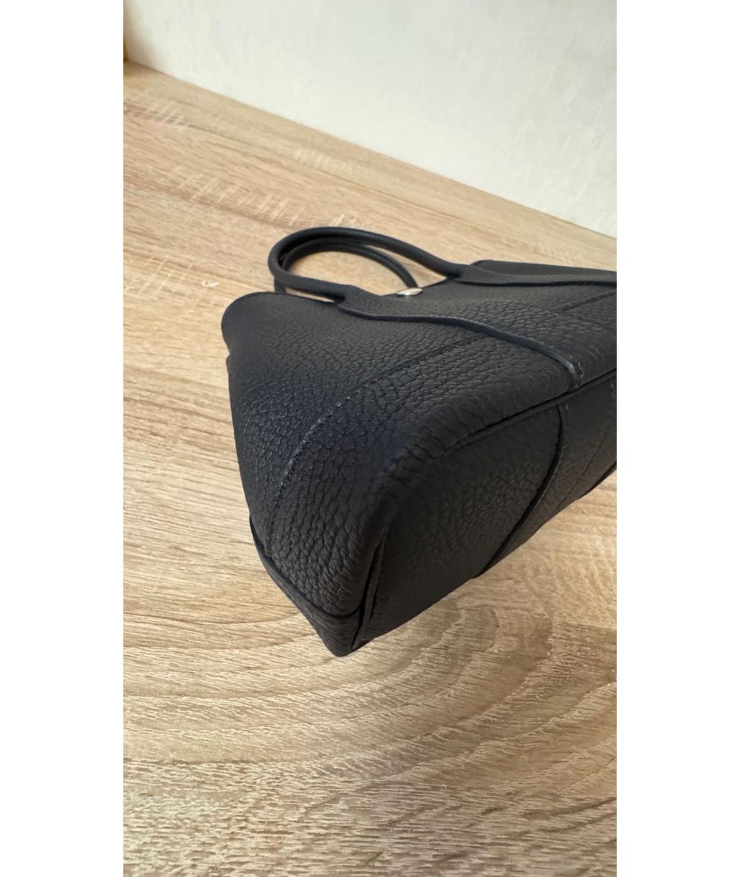 HERMES Черная кожаная сумка тоут, фото 4