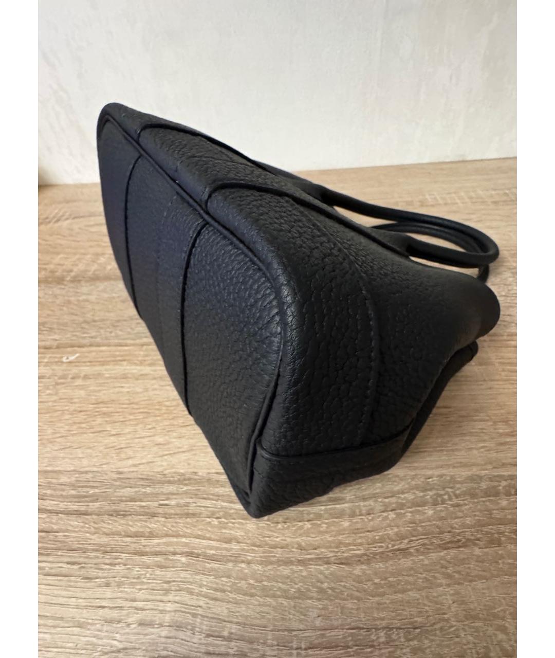 HERMES Черная кожаная сумка тоут, фото 3