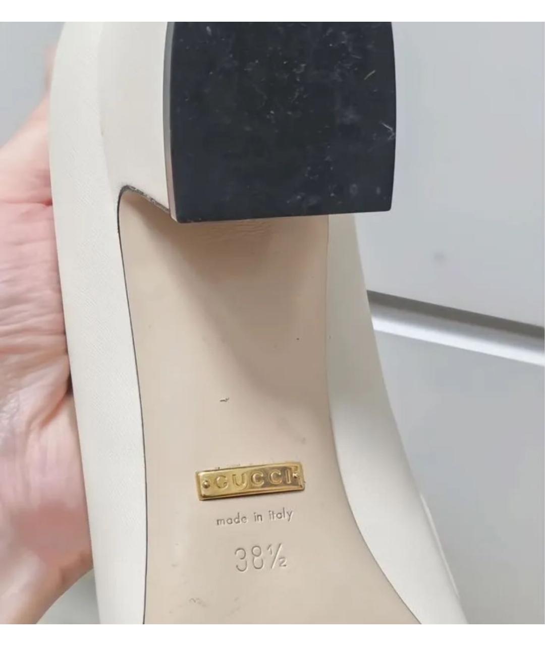 GUCCI Белые кожаные туфли, фото 7