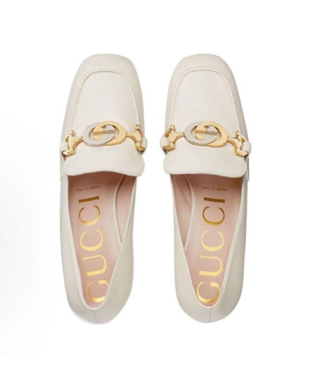 GUCCI Белые кожаные туфли, фото 3