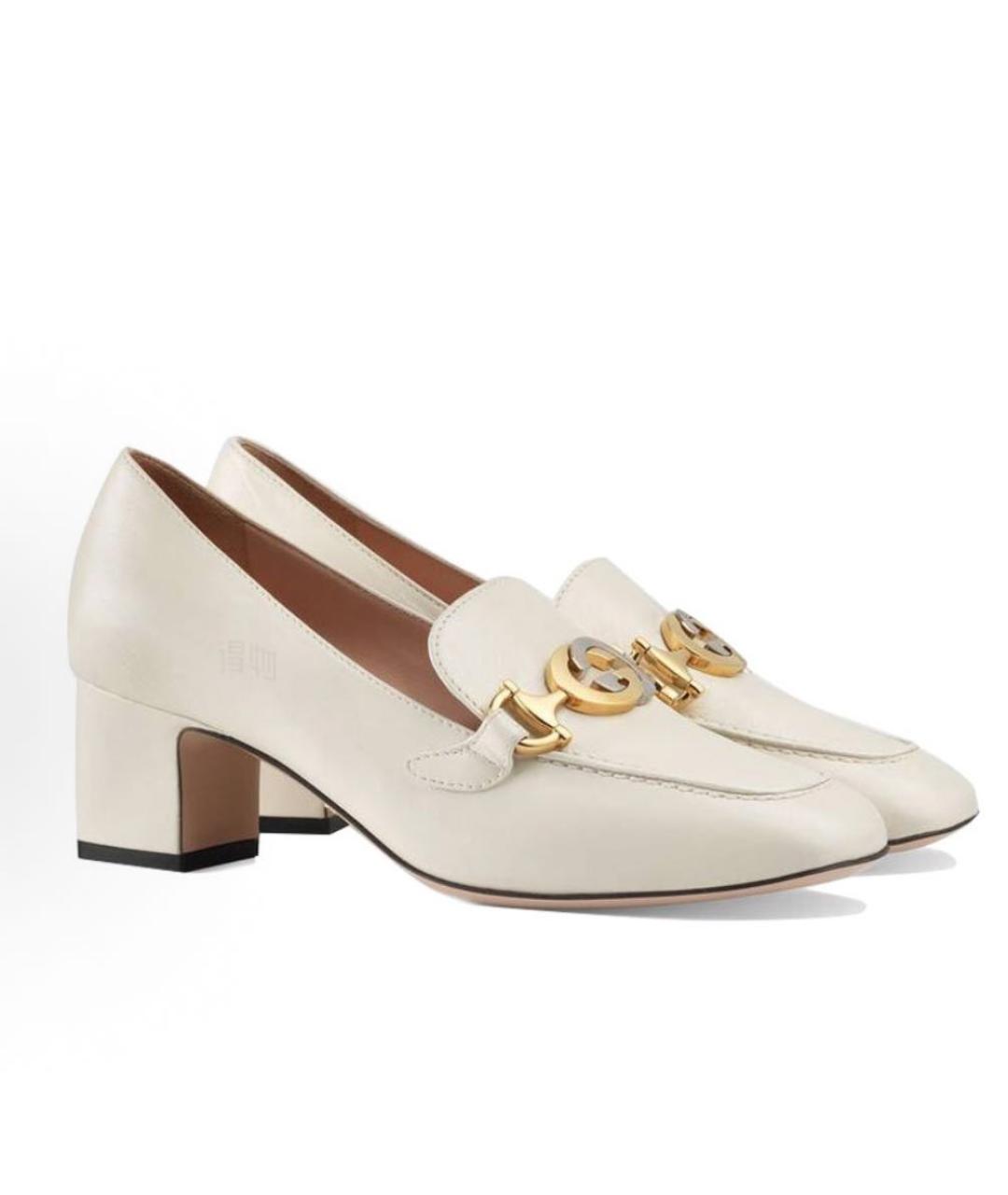 GUCCI Белые кожаные туфли, фото 9