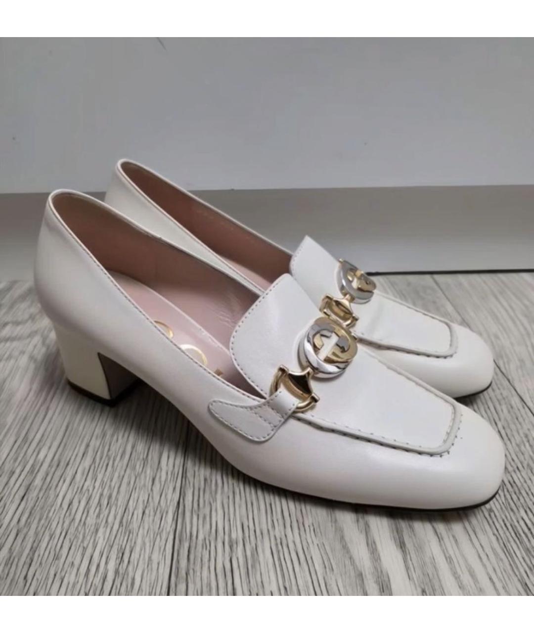 GUCCI Белые кожаные туфли, фото 2