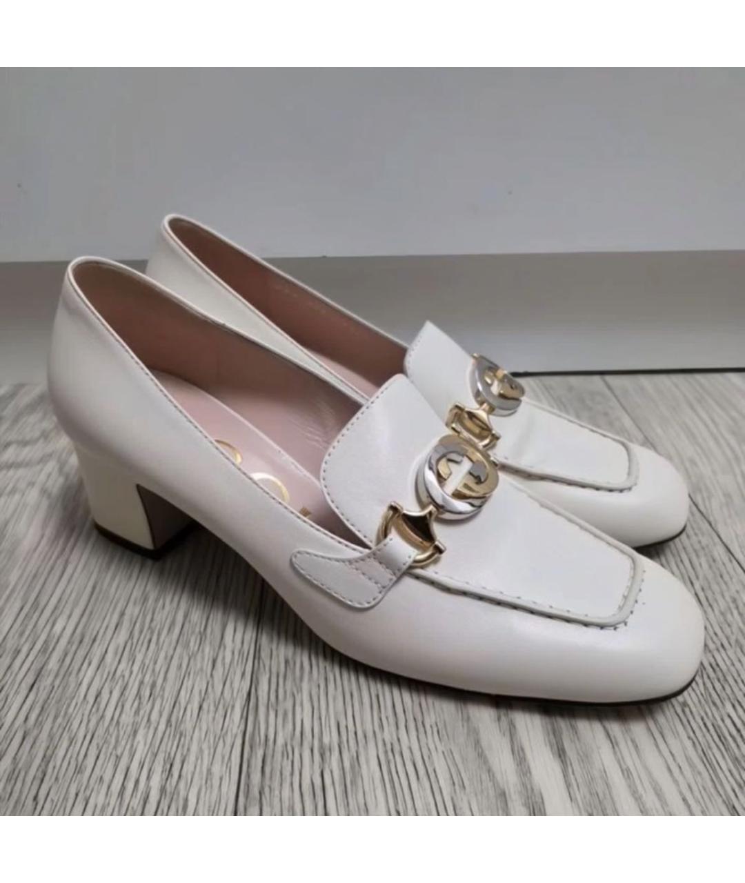GUCCI Белые кожаные туфли, фото 5