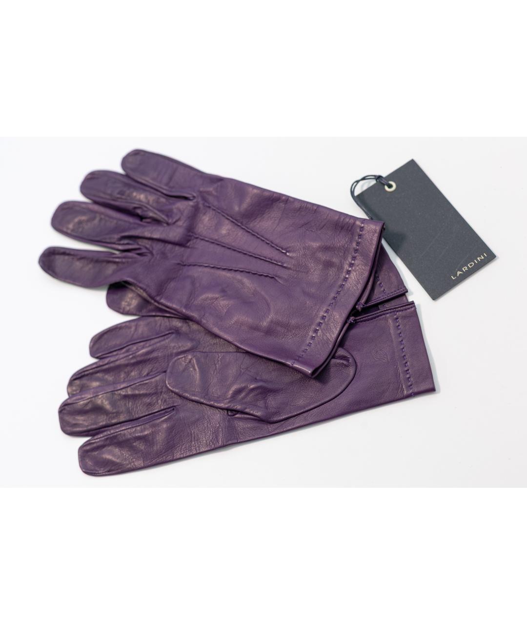 LARDINI Фиолетовые кожаные перчатки, фото 3