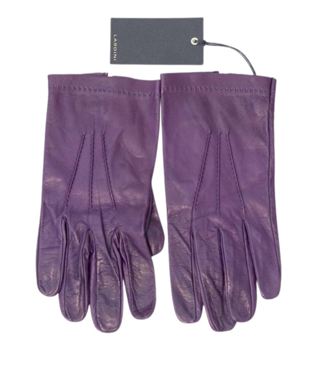 LARDINI Фиолетовые кожаные перчатки, фото 1