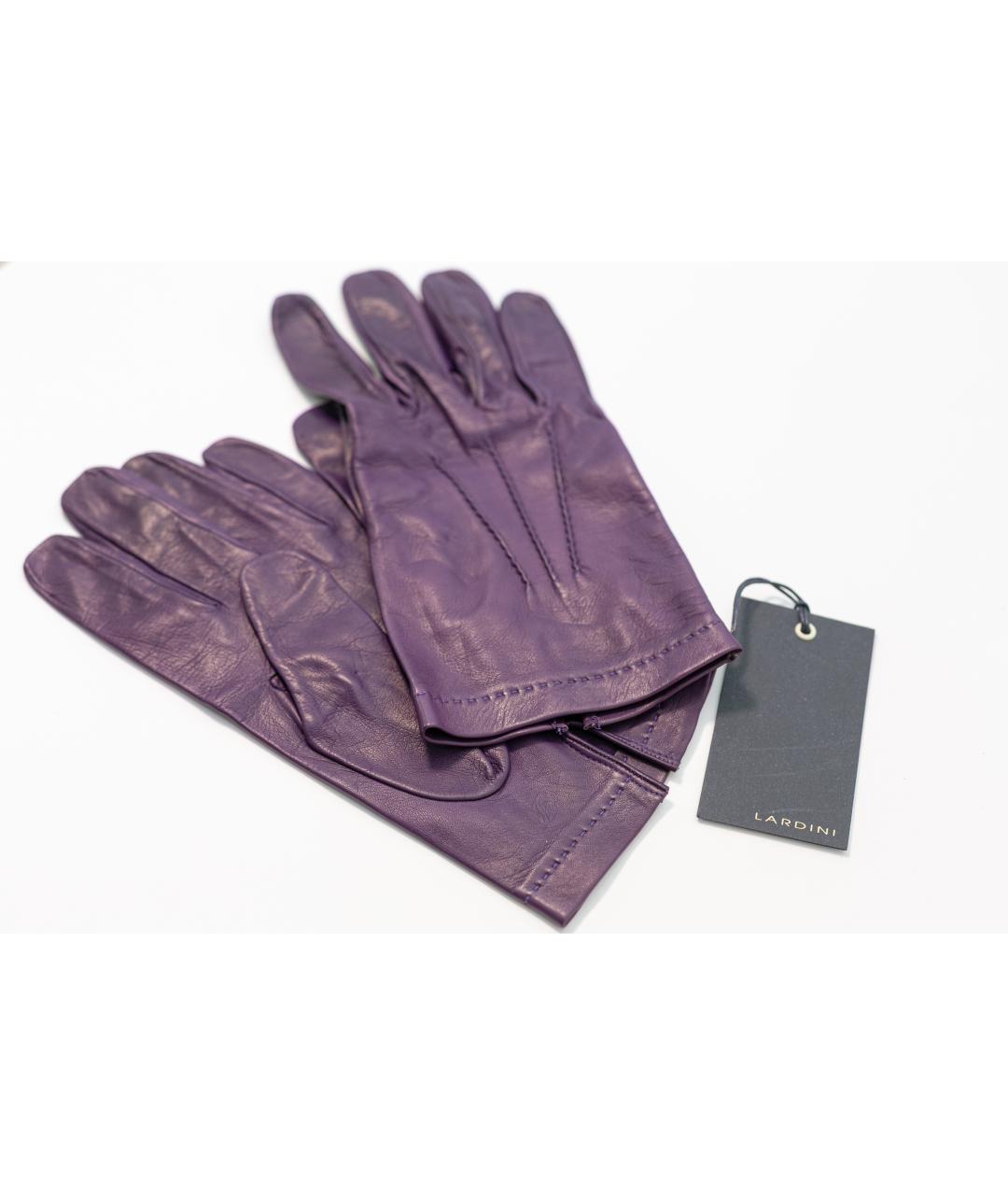 LARDINI Фиолетовые кожаные перчатки, фото 4