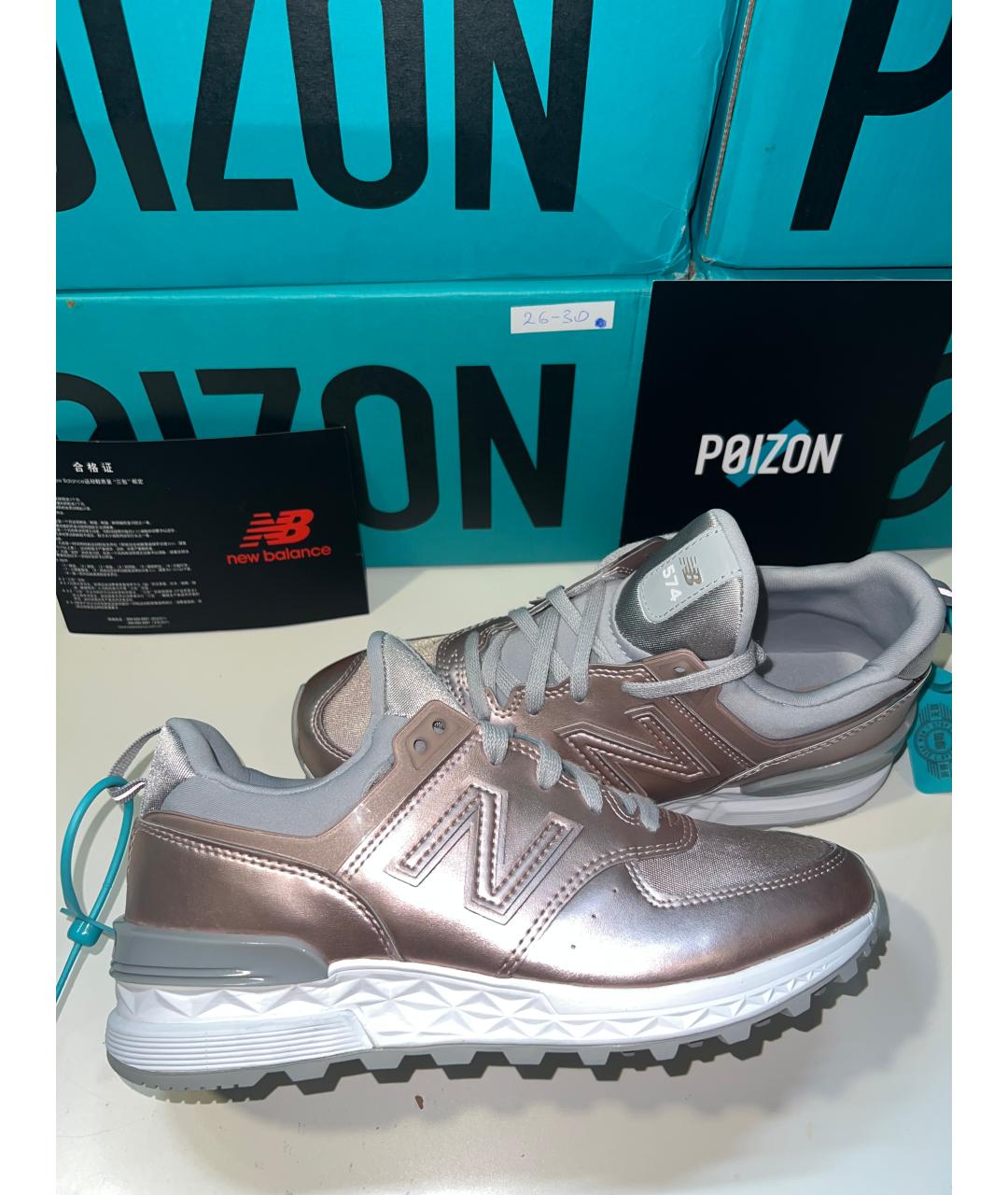 NEW BALANCE Розовые кроссовки из искусственной кожи, фото 4