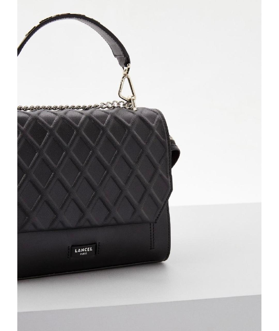 LANCEL Черная кожаная сумка через плечо, фото 3