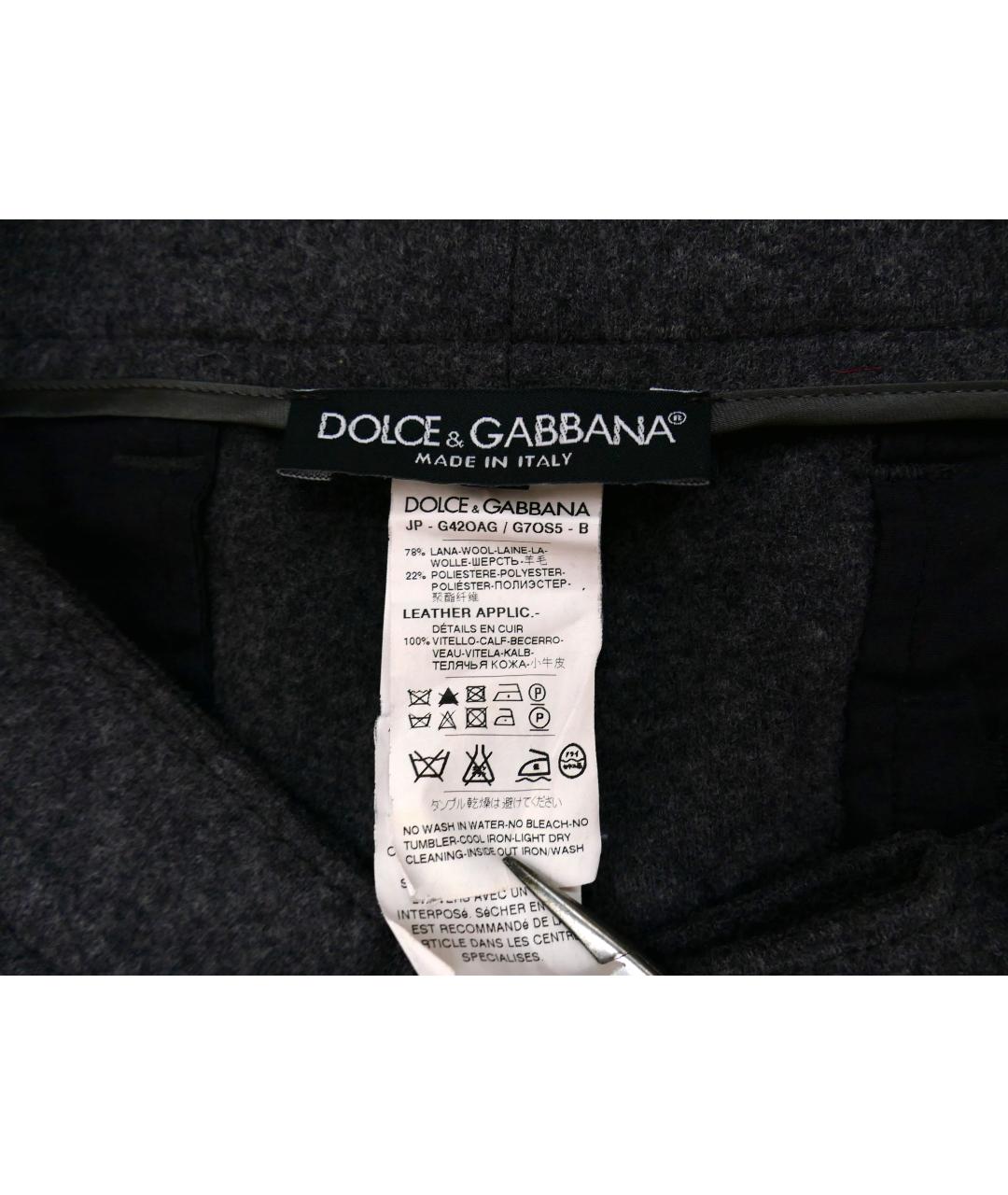 DOLCE&GABBANA Серые шерстяные брюки чинос, фото 7