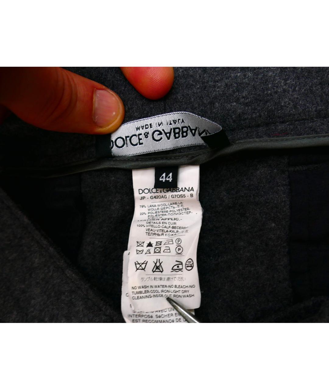 DOLCE&GABBANA Серые шерстяные брюки чинос, фото 8