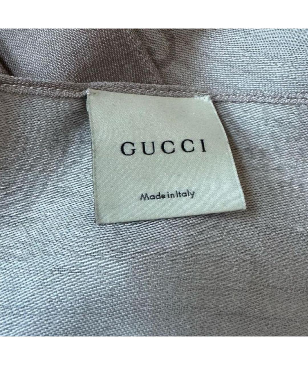 GUCCI Бежевый хлопковый шарф, фото 4