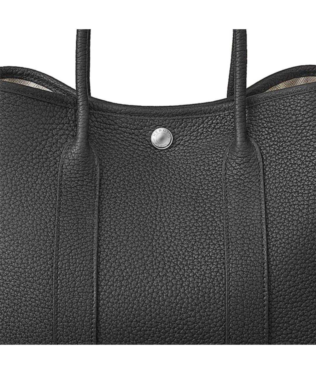 HERMES Черная кожаная сумка с короткими ручками, фото 5