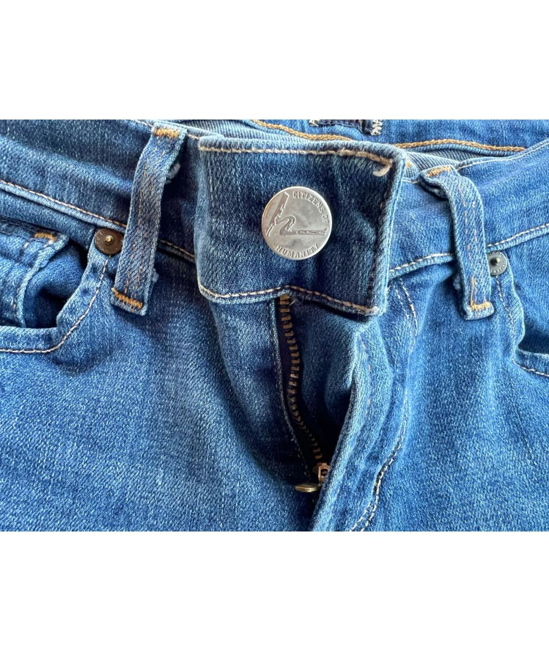 Citizien Of Humanity Голубые хлопко-эластановые джинсы клеш, фото 7