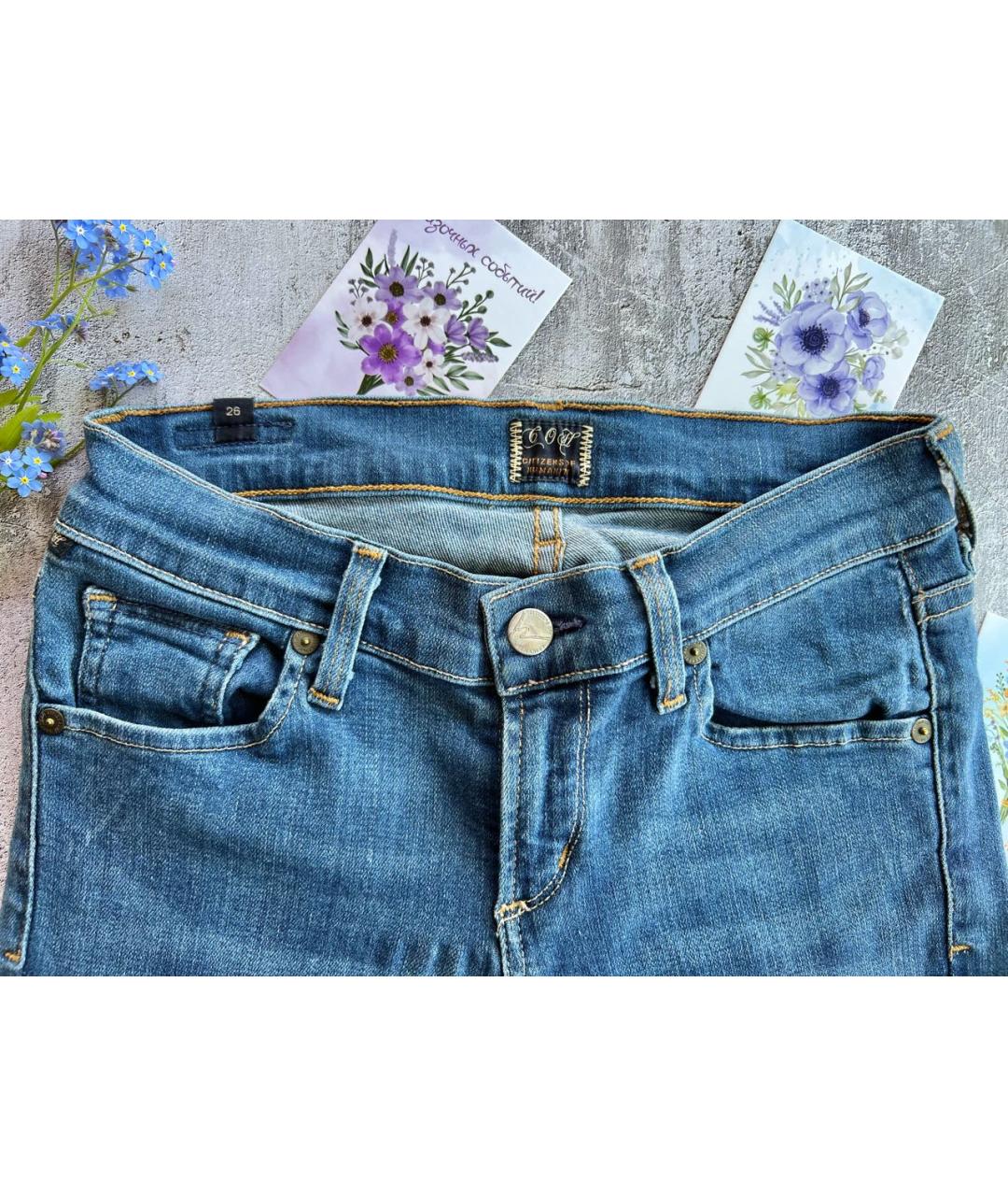 Citizien Of Humanity Голубые хлопко-эластановые джинсы клеш, фото 4