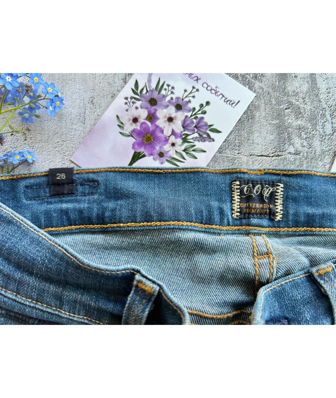 Citizien Of Humanity Голубые хлопко-эластановые джинсы клеш, фото 3