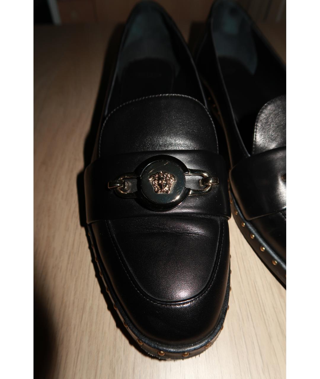 VERSACE Черные кожаные лоферы, фото 8