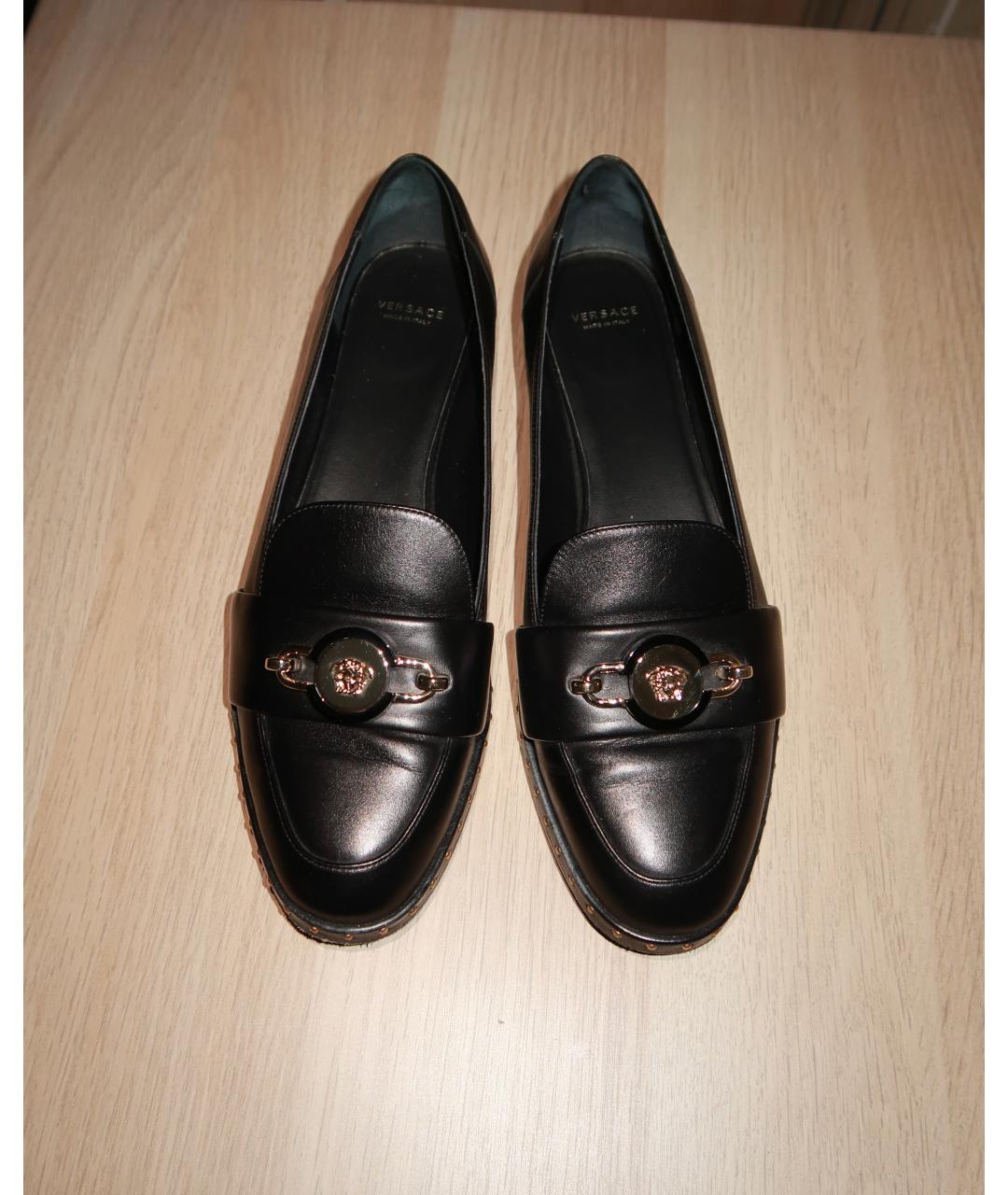 VERSACE Черные кожаные лоферы, фото 2