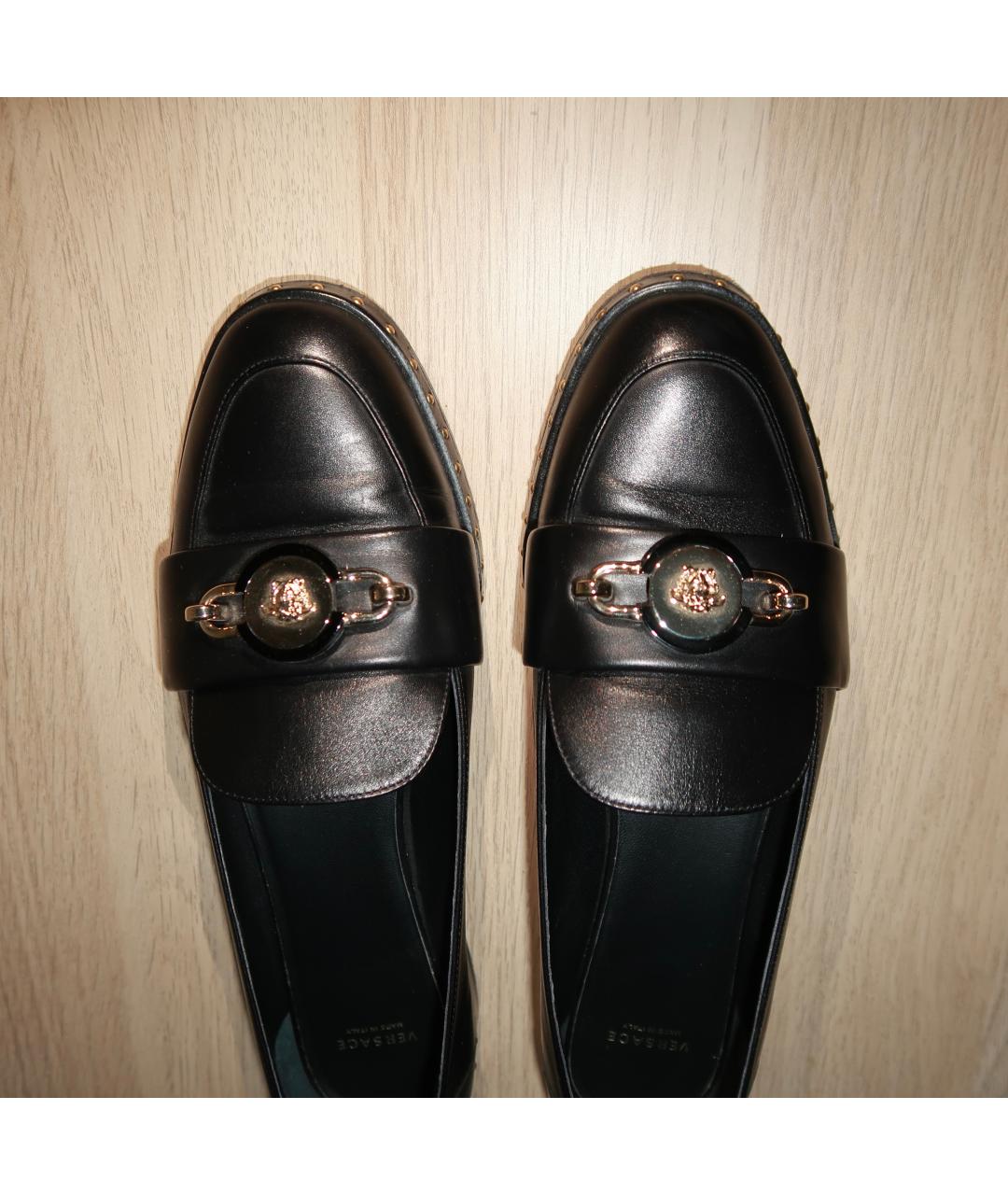 VERSACE Черные кожаные лоферы, фото 3