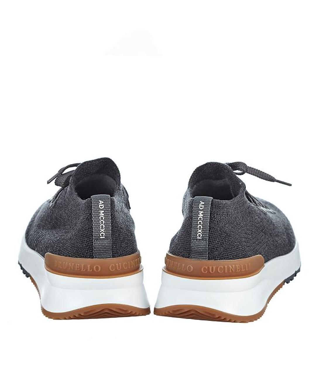 BRUNELLO CUCINELLI Серые кожаные низкие кроссовки / кеды, фото 3