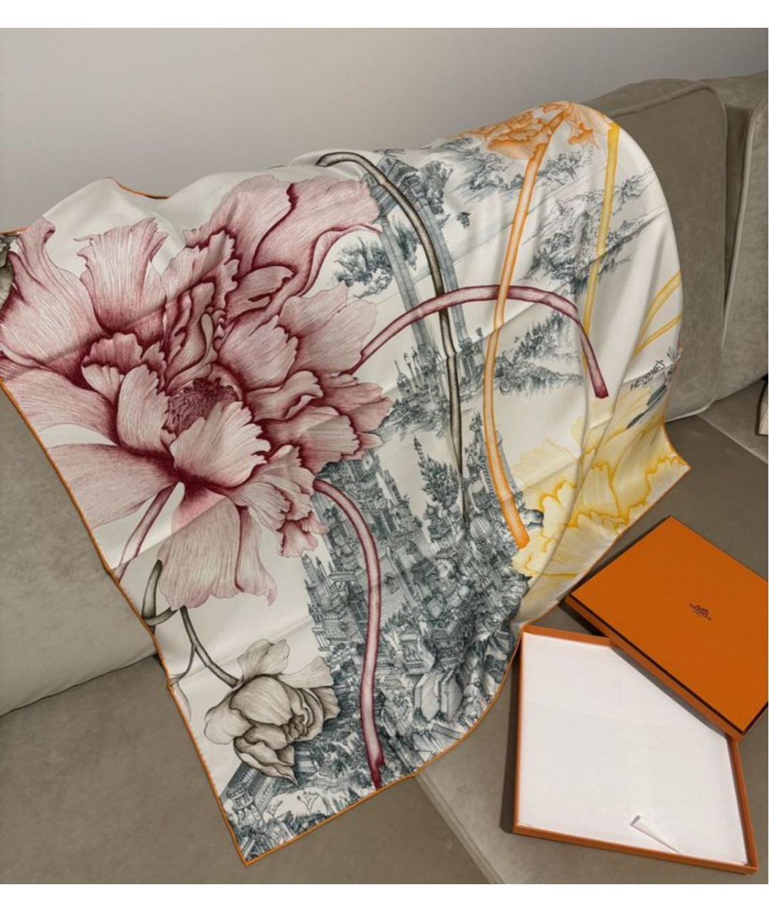 HERMES Мульти шелковый шарф, фото 3