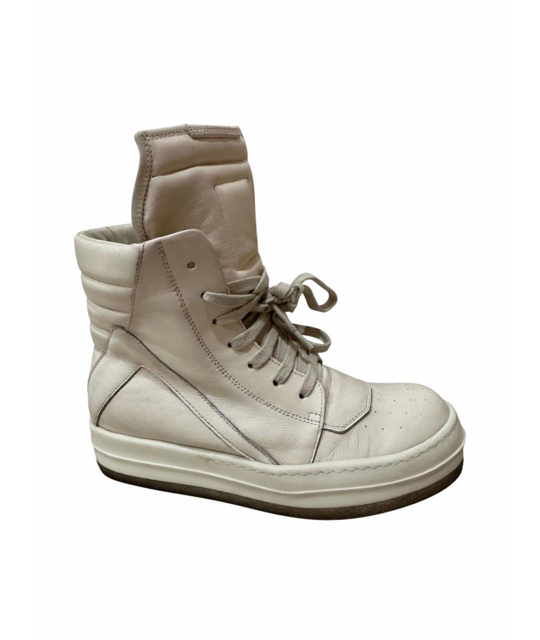 RICK OWENS Бежевые кожаные ботинки, фото 1