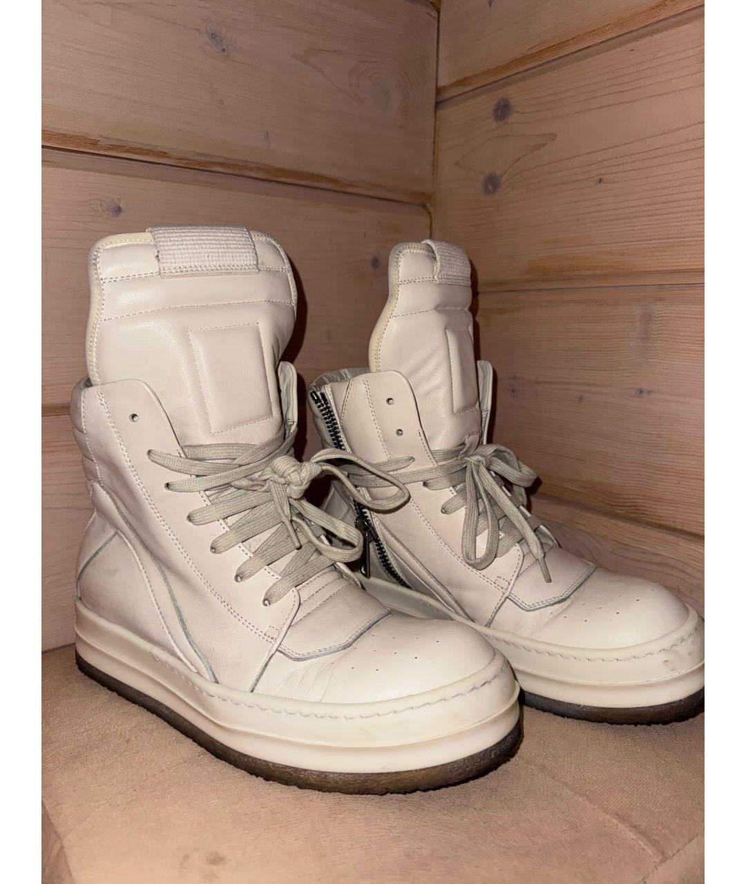 RICK OWENS Бежевые кожаные ботинки, фото 4