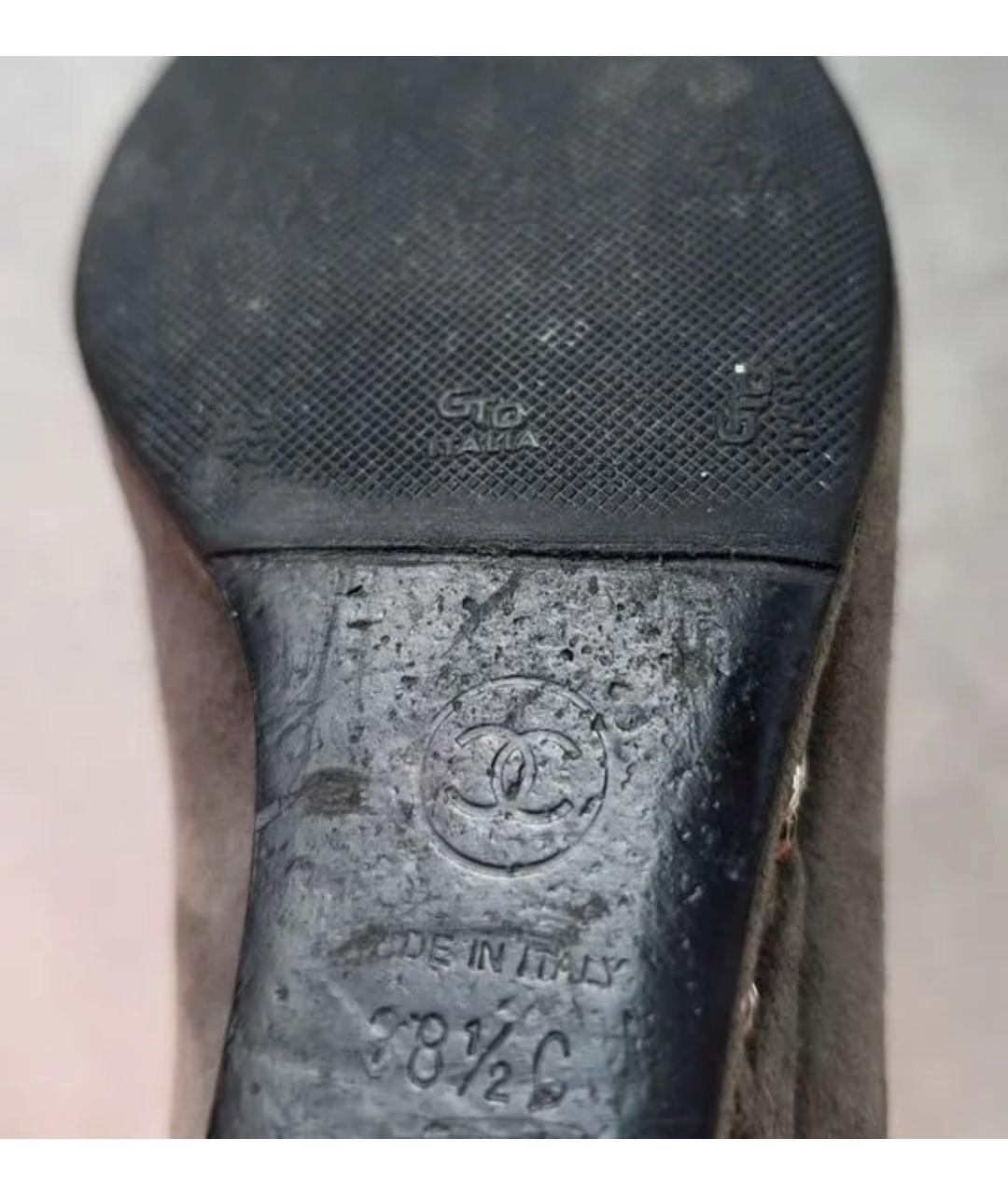 CHANEL Серые замшевые полусапоги, фото 4