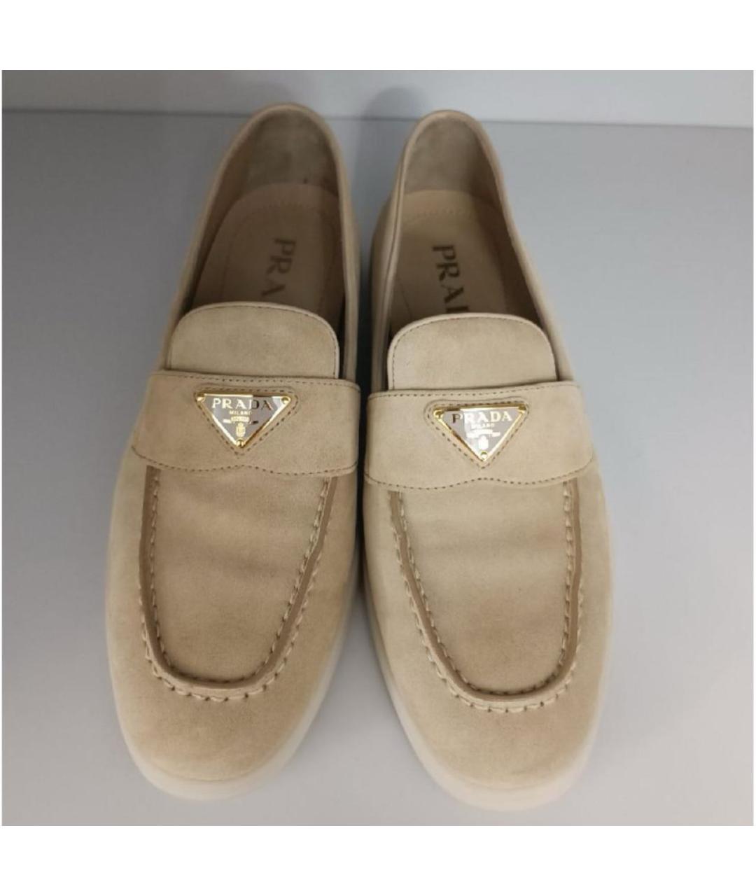 PRADA Бежевые замшевые лоферы, фото 2
