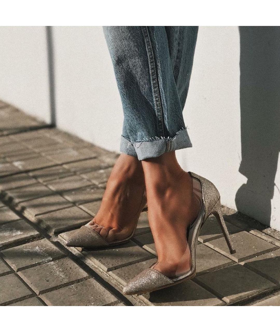 GIANVITO ROSSI Серебряные кожаные туфли, фото 2