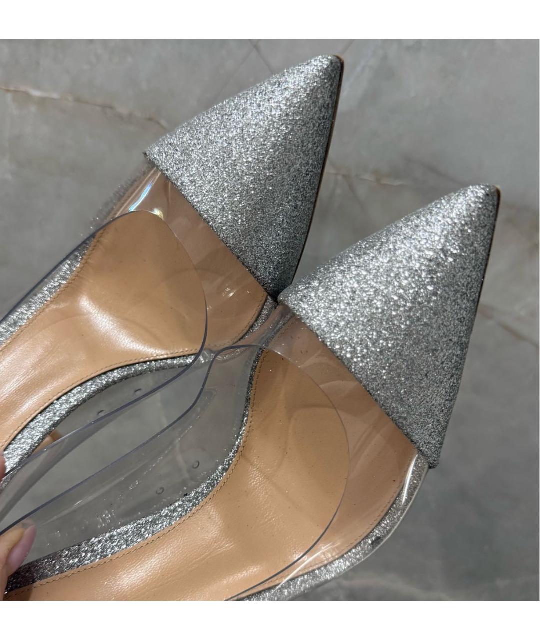 GIANVITO ROSSI Серебряные кожаные туфли, фото 5
