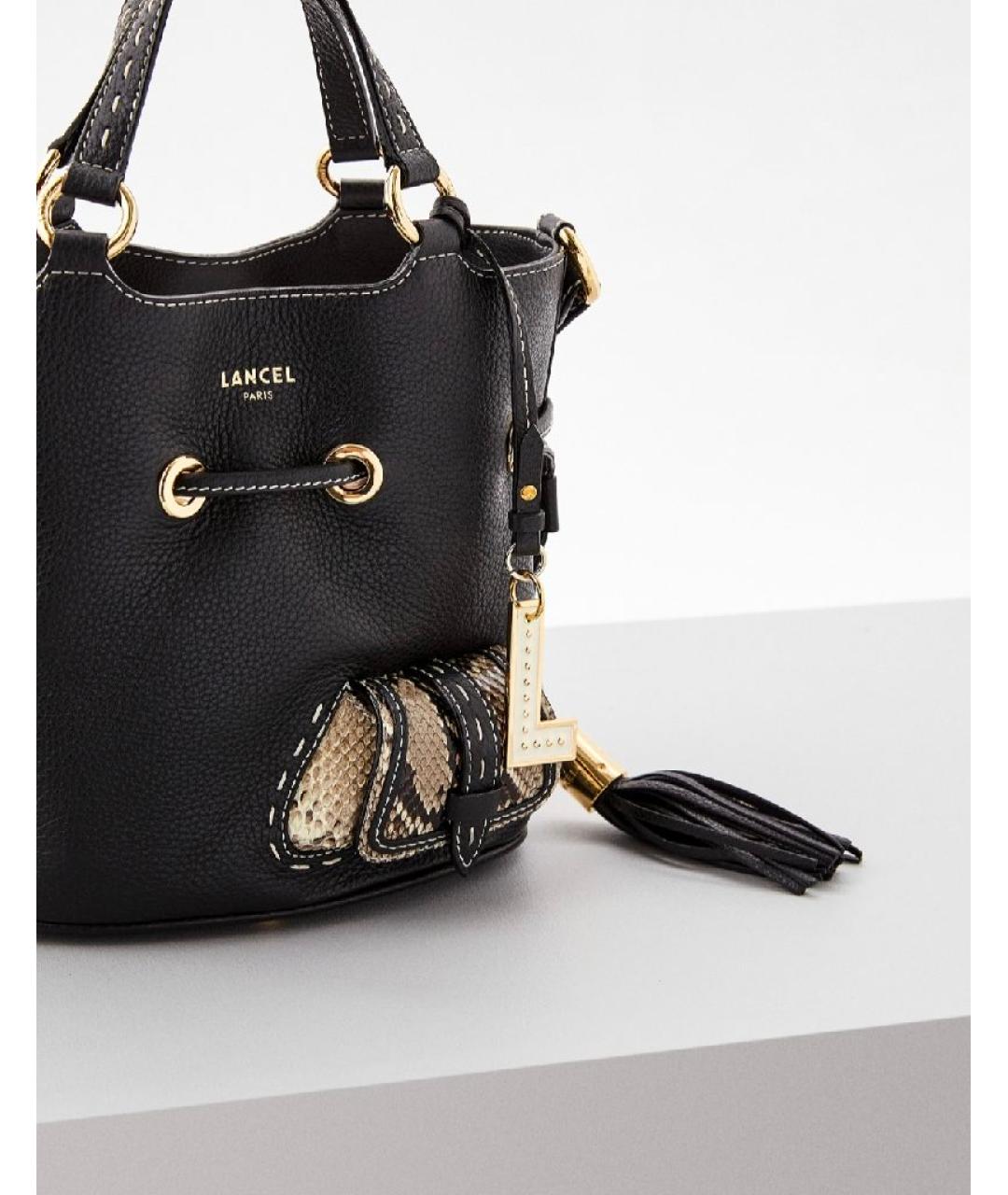 LANCEL Черная кожаная сумка с короткими ручками, фото 3
