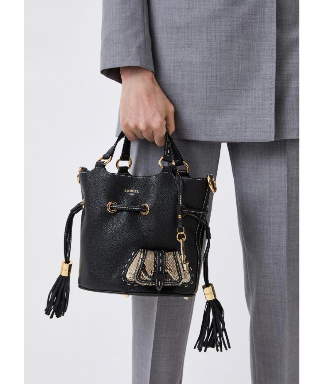 LANCEL Черная кожаная сумка с короткими ручками, фото 5