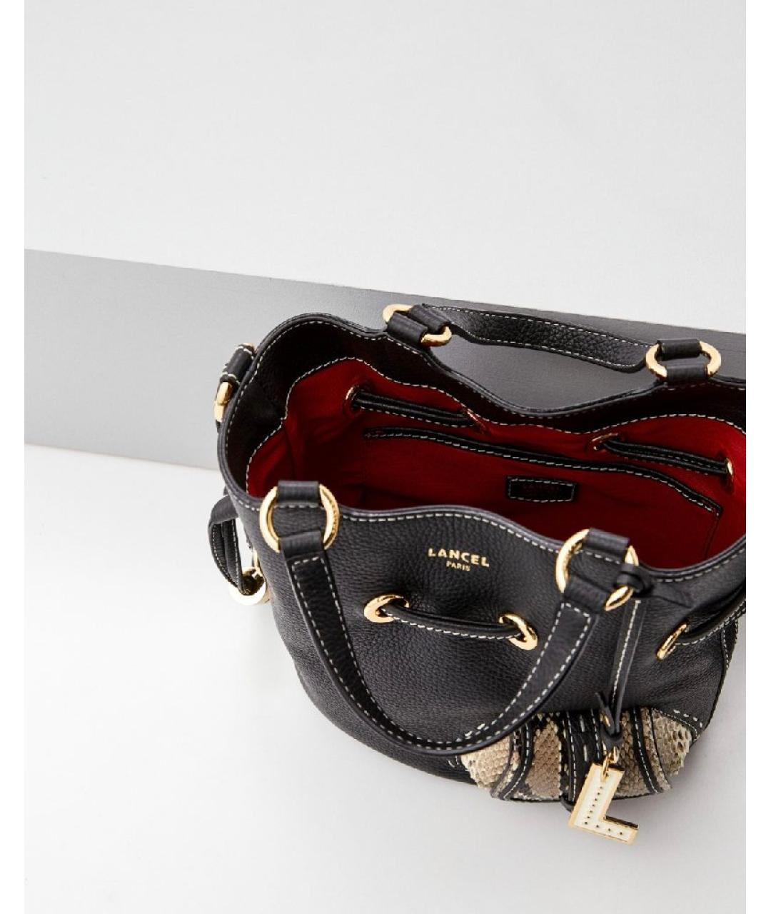 LANCEL Черная кожаная сумка с короткими ручками, фото 4