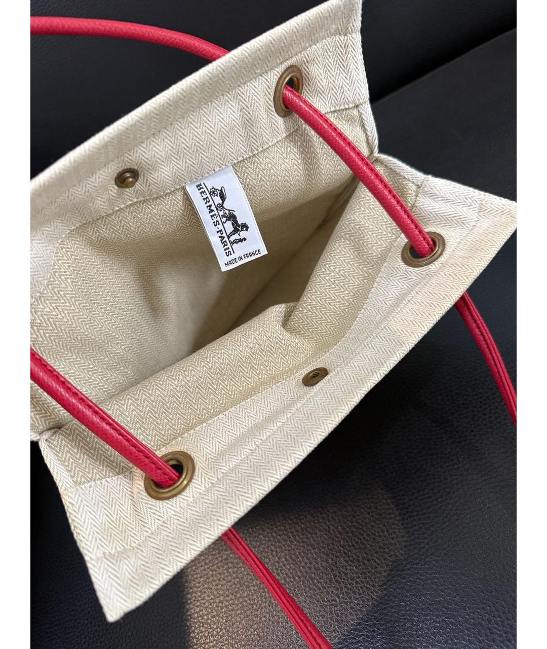 HERMES Бежевая тканевая пляжная сумка, фото 4