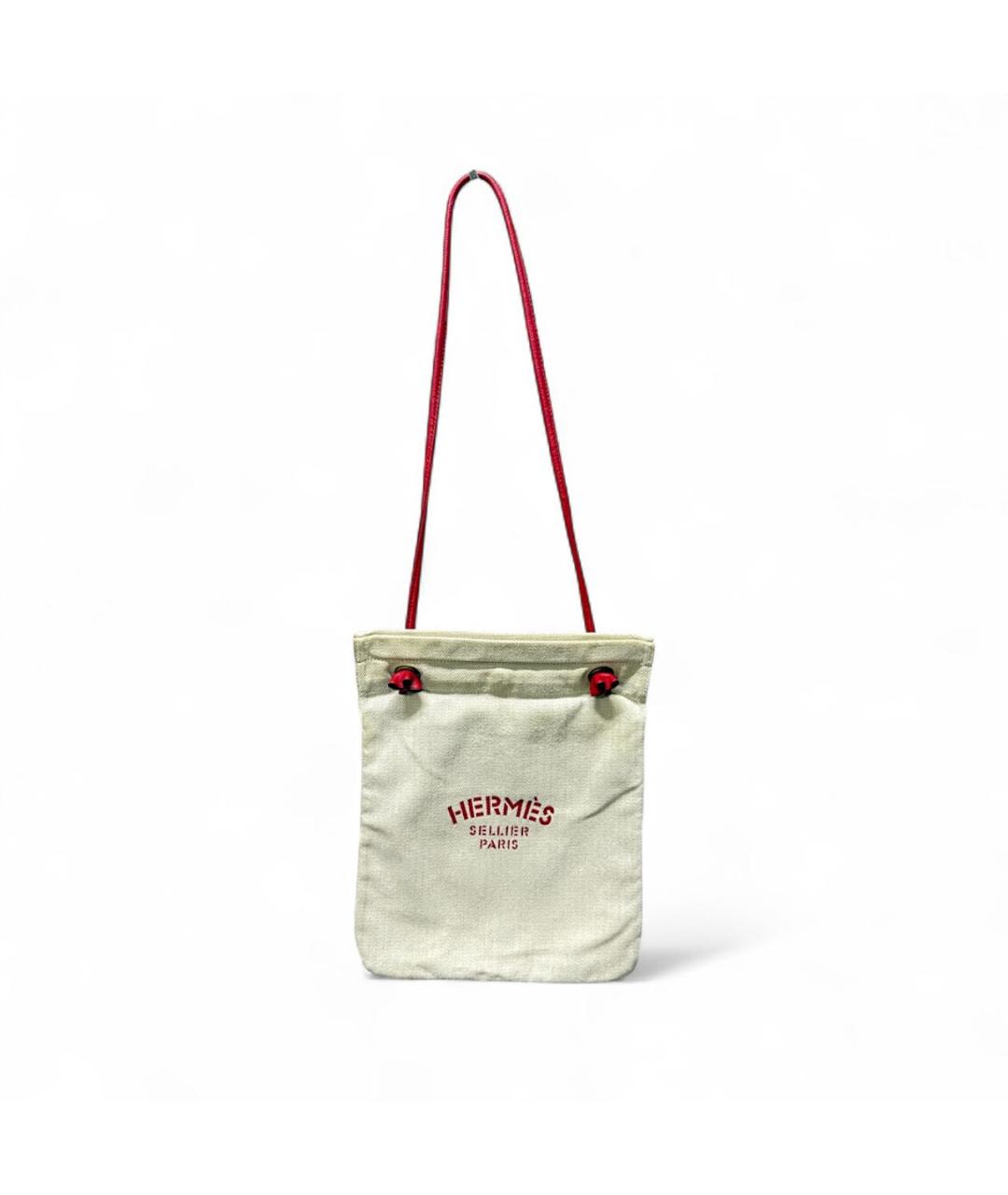 HERMES Бежевая тканевая пляжная сумка, фото 7
