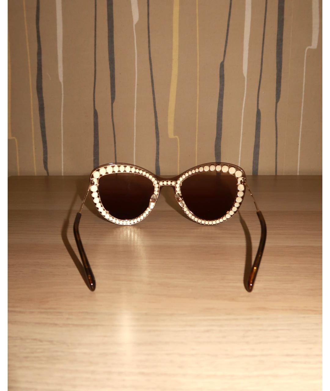 CHANEL Коричневые металлические солнцезащитные очки, фото 7