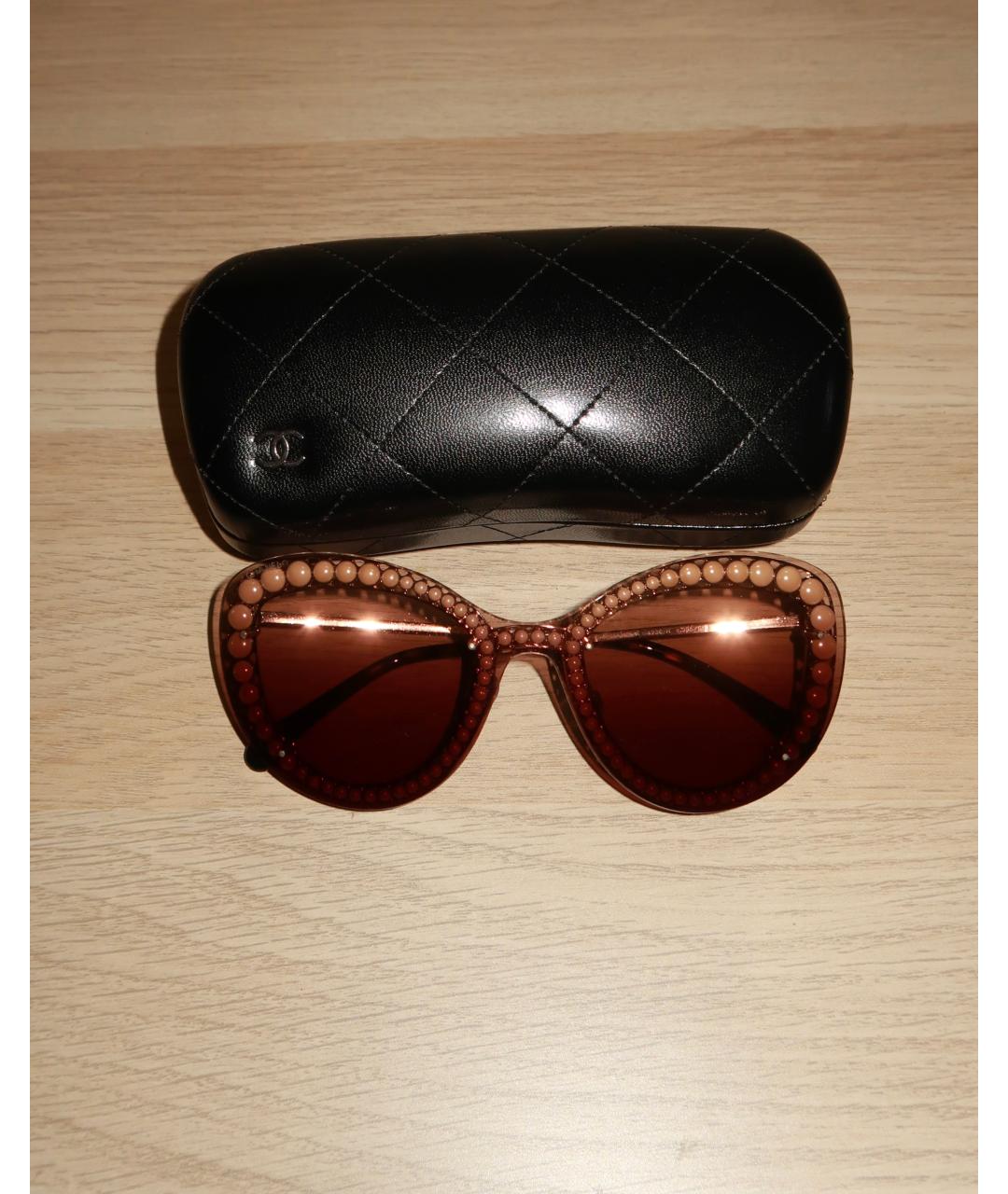 CHANEL Коричневые металлические солнцезащитные очки, фото 6