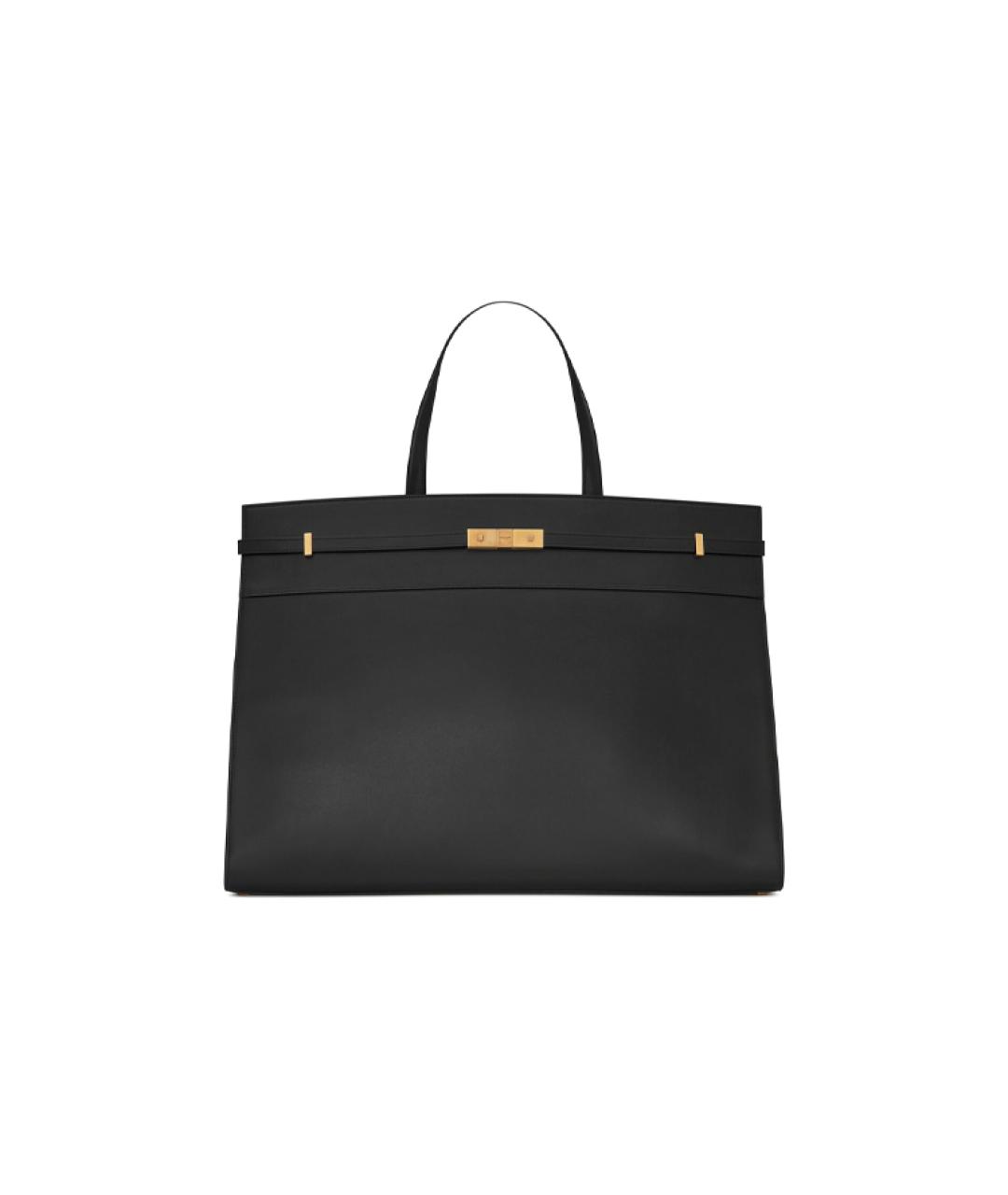 SAINT LAURENT Черная кожаная сумка тоут, фото 5