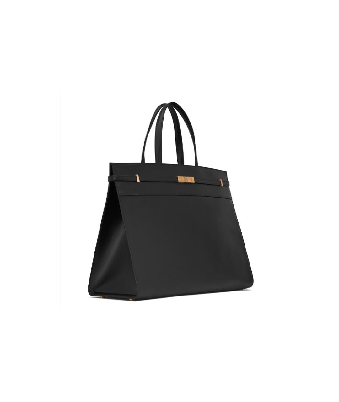 SAINT LAURENT Черная кожаная сумка тоут, фото 2