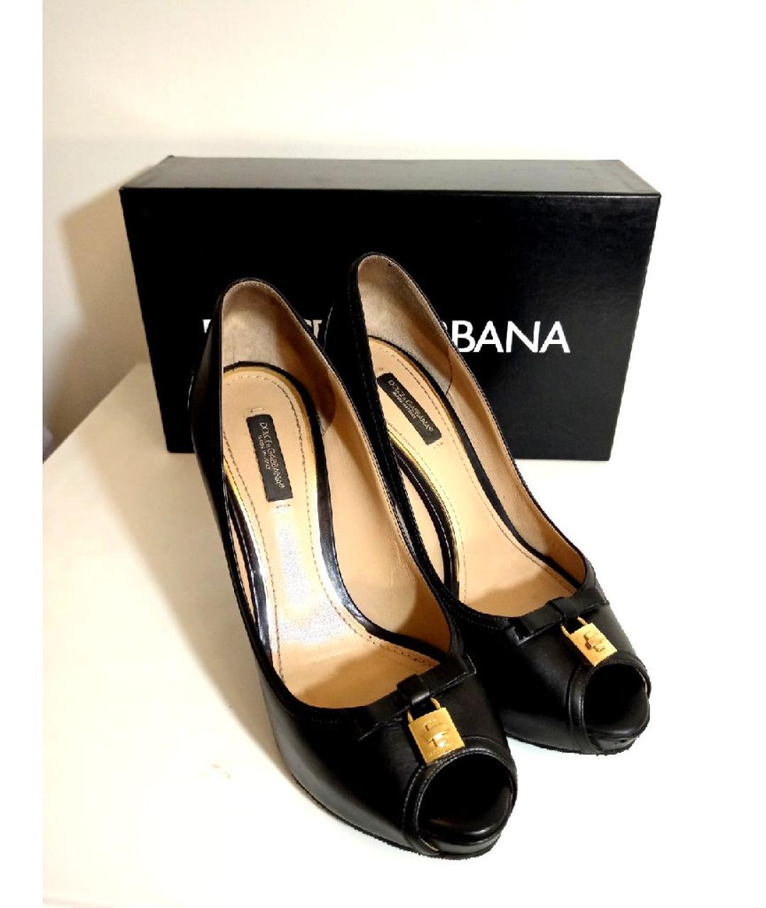 DOLCE&GABBANA Черные кожаные туфли, фото 6