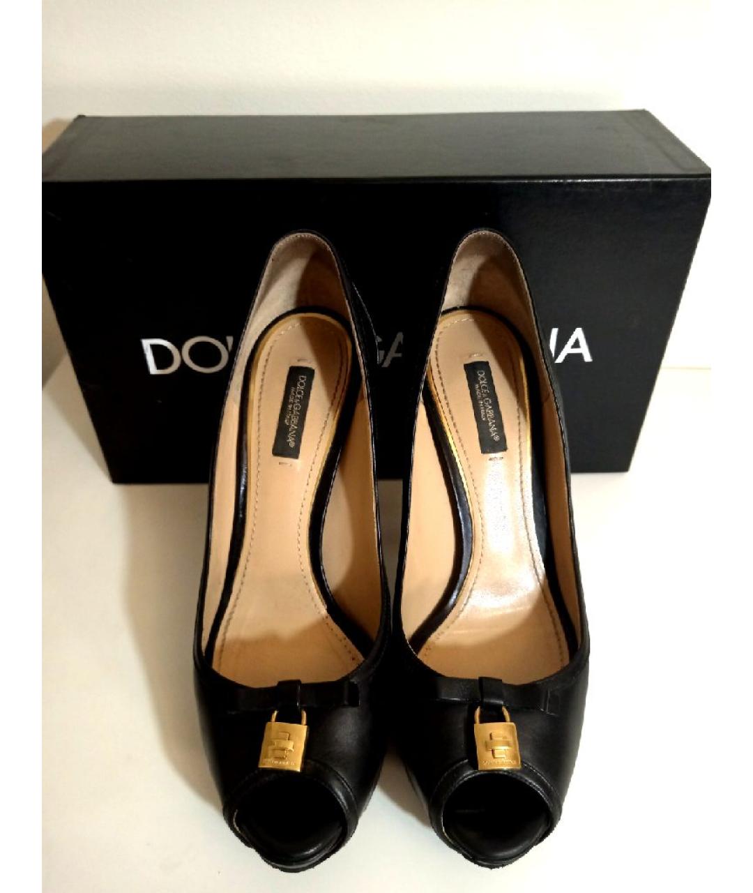 DOLCE&GABBANA Черные кожаные туфли, фото 2