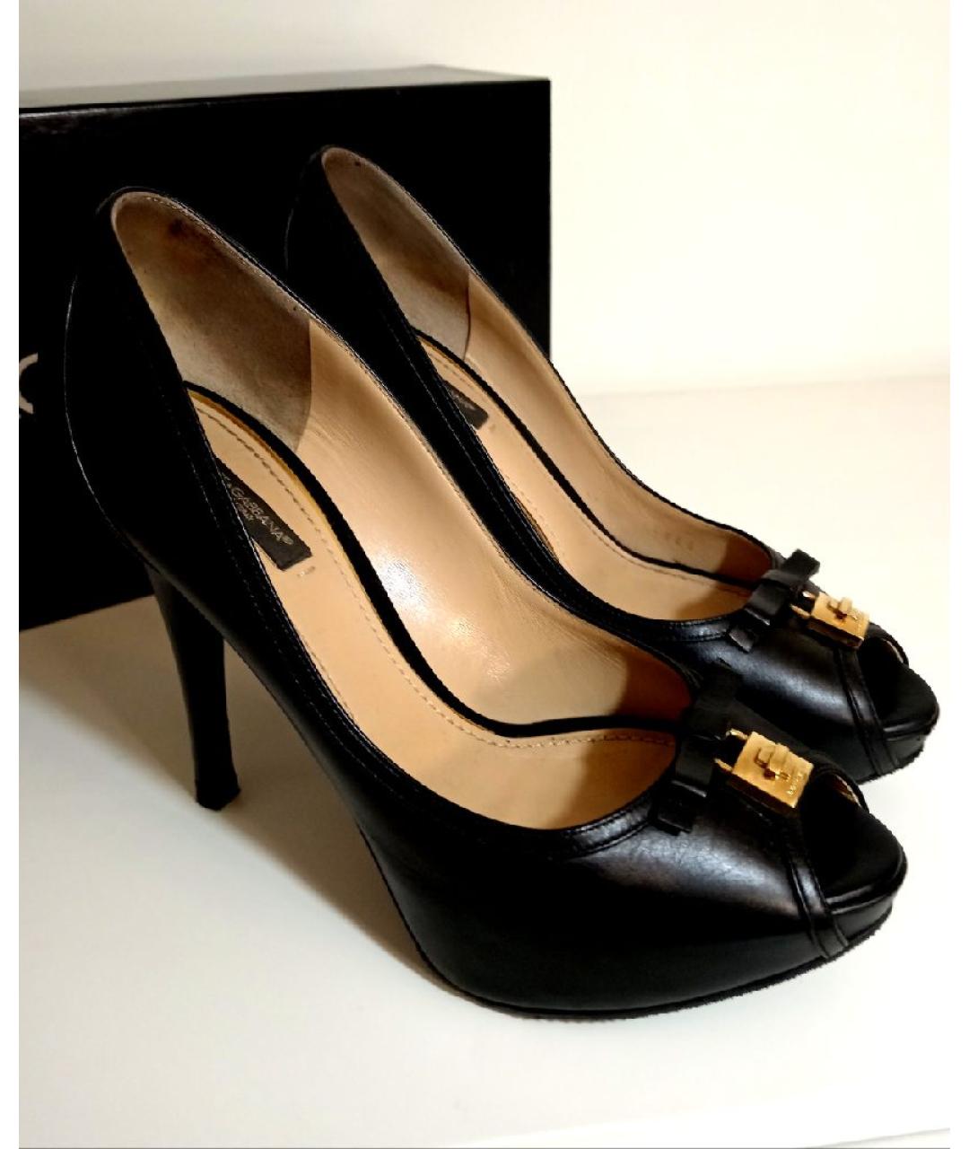 DOLCE&GABBANA Черные кожаные туфли, фото 3