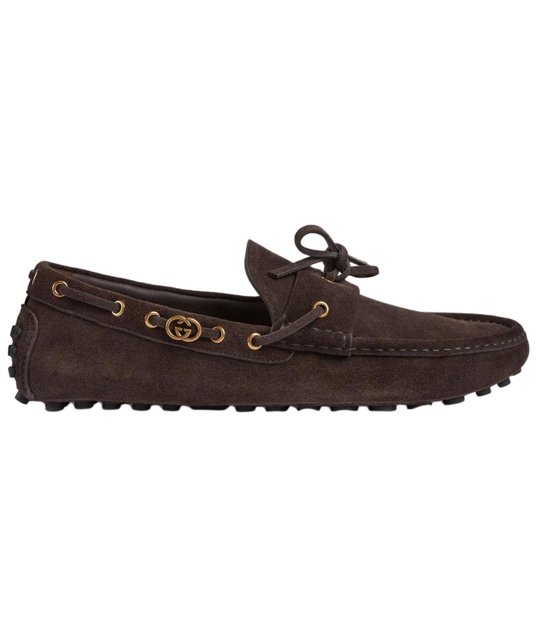 GUCCI Коричневые замшевые лоферы, фото 1
