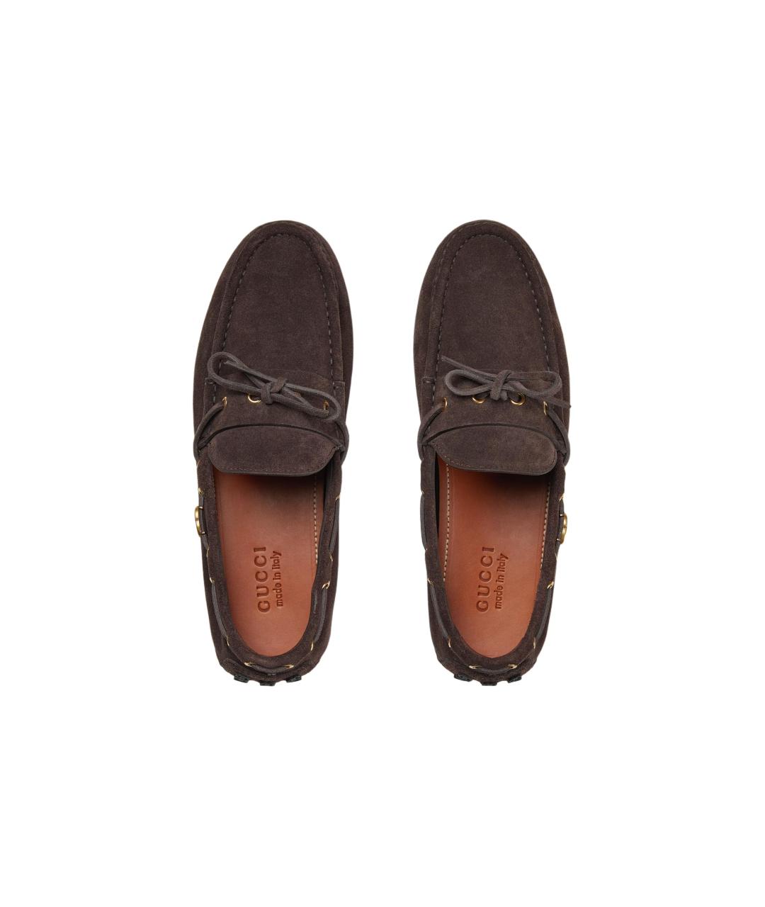 GUCCI Коричневые замшевые лоферы, фото 4