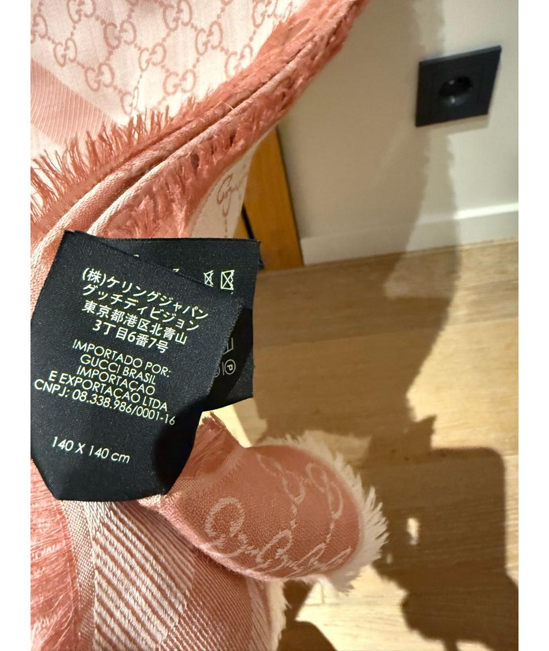 GUCCI Коралловый шерстяной платок, фото 5