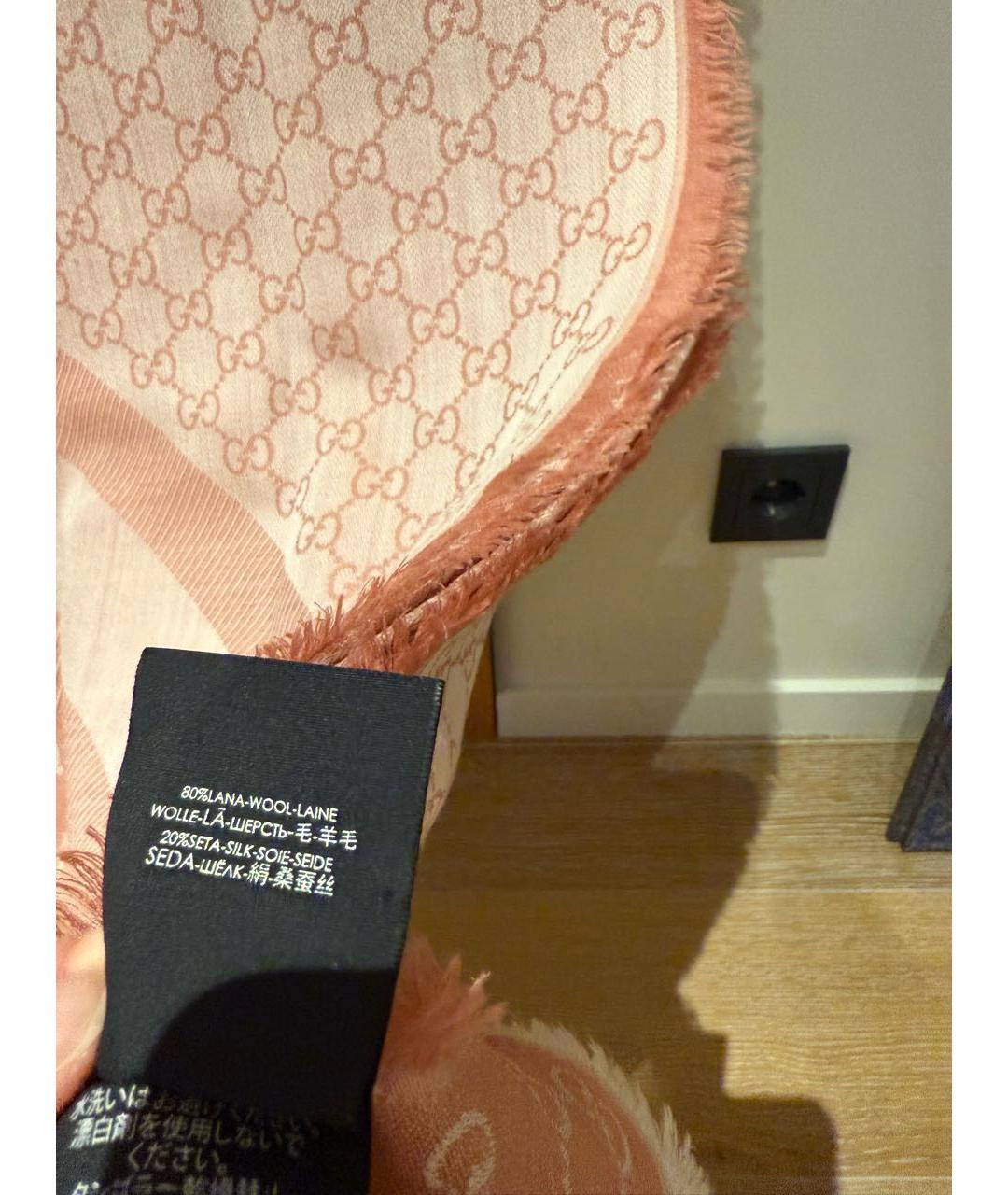 GUCCI Коралловый шерстяной платок, фото 6