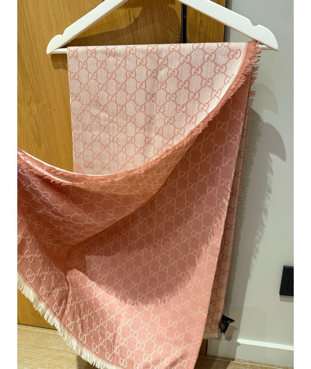 GUCCI Коралловый шерстяной платок, фото 7