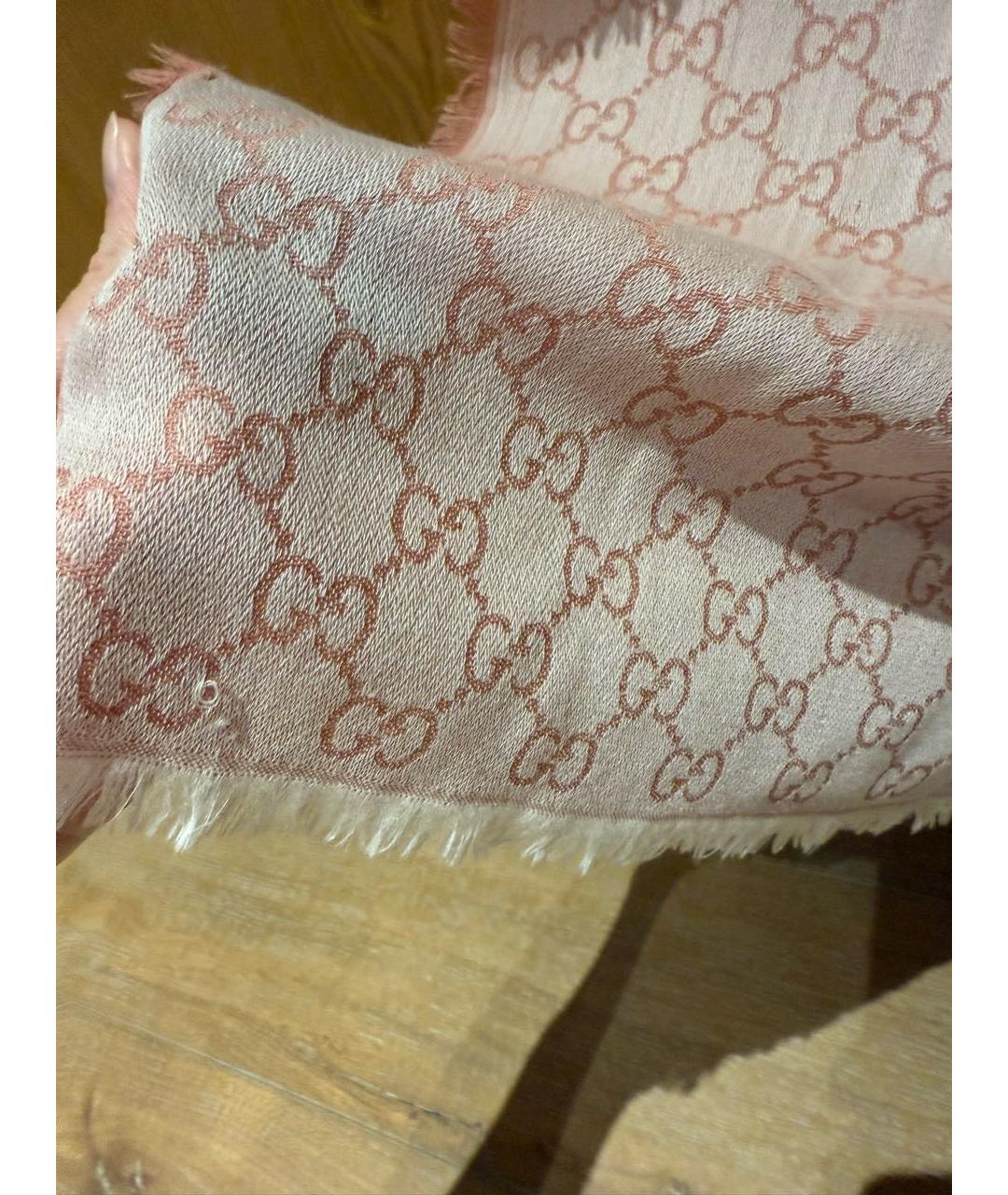 GUCCI Коралловый шерстяной платок, фото 8